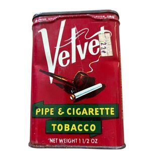 Velvet Pipe & Cigarette Tobacco Vintage Empty Tin
